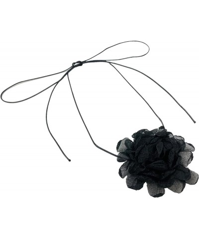AJOJO Flower Choker Necklaces for Women Girls, Big Rose Yarn Floral Velvet Choker Neckband Accessories for Dress 6 Colors Big...