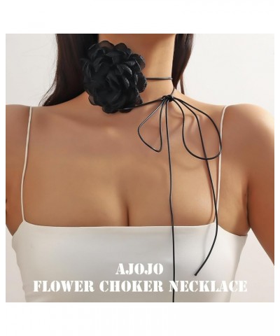 AJOJO Flower Choker Necklaces for Women Girls, Big Rose Yarn Floral Velvet Choker Neckband Accessories for Dress 6 Colors Big...