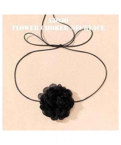 AJOJO Flower Choker Necklaces for Women Girls, Big Rose Yarn Floral Velvet Choker Neckband Accessories for Dress 6 Colors Big...