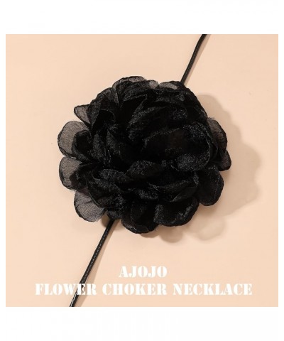 AJOJO Flower Choker Necklaces for Women Girls, Big Rose Yarn Floral Velvet Choker Neckband Accessories for Dress 6 Colors Big...