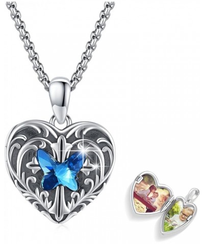 Heart Locket Necklaces 925 Sterling Silver Butterfly Lockets that Hold Pictures Photo Lockets Dainty Personalized Jewelry Gif...