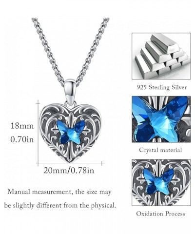 Heart Locket Necklaces 925 Sterling Silver Butterfly Lockets that Hold Pictures Photo Lockets Dainty Personalized Jewelry Gif...