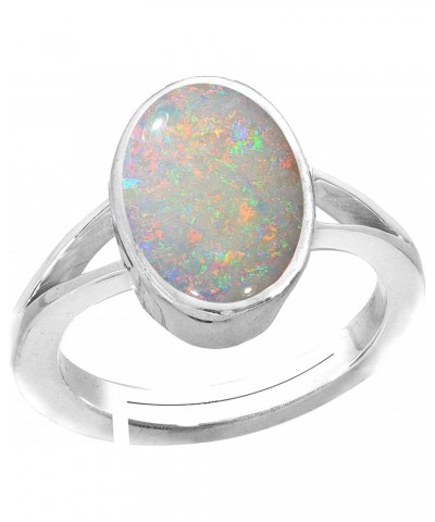 5.50 Carat Natural Certified White Ethopian Opal Astrological Purpose Loose Gemstone Silver Adjustable Ring for Women and Men...