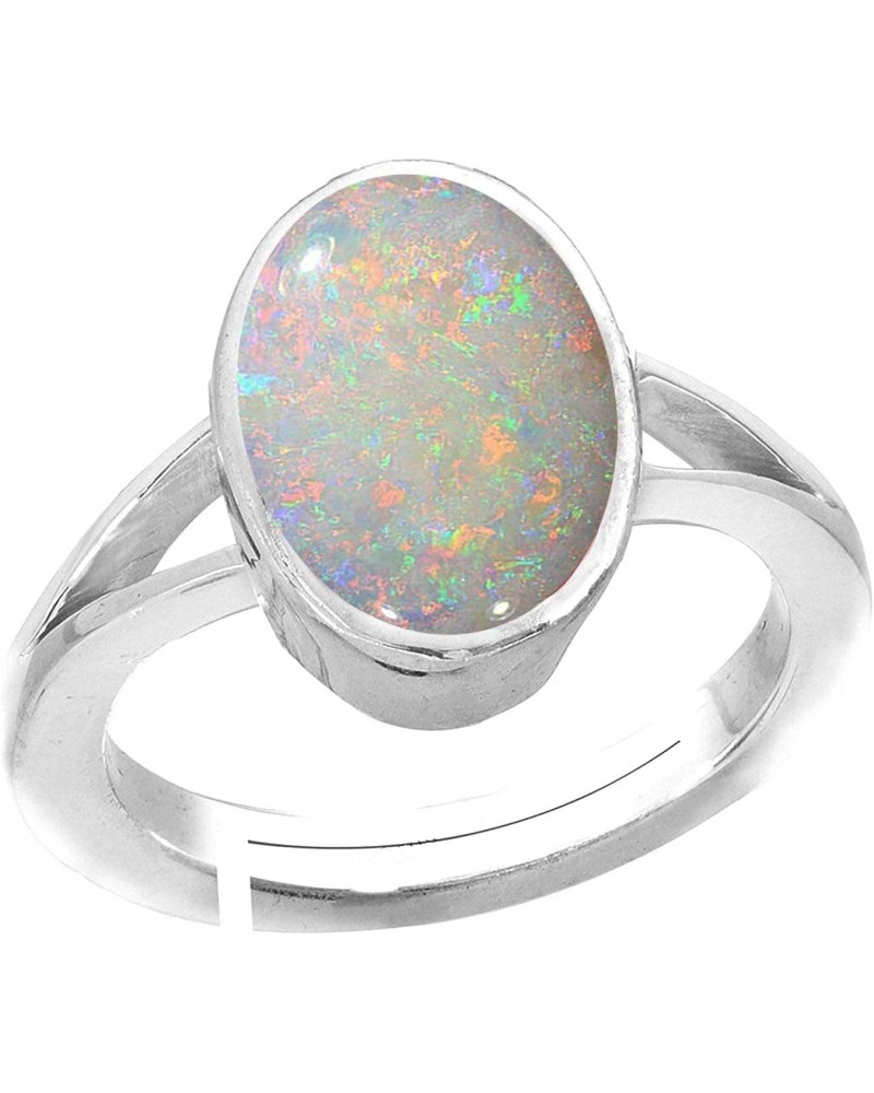 5.50 Carat Natural Certified White Ethopian Opal Astrological Purpose Loose Gemstone Silver Adjustable Ring for Women and Men...