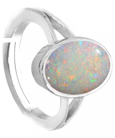 5.50 Carat Natural Certified White Ethopian Opal Astrological Purpose Loose Gemstone Silver Adjustable Ring for Women and Men...