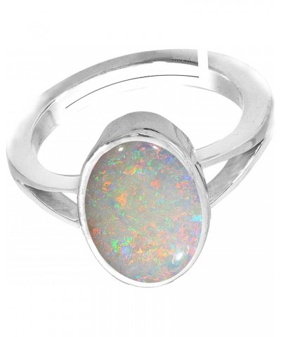 5.50 Carat Natural Certified White Ethopian Opal Astrological Purpose Loose Gemstone Silver Adjustable Ring for Women and Men...