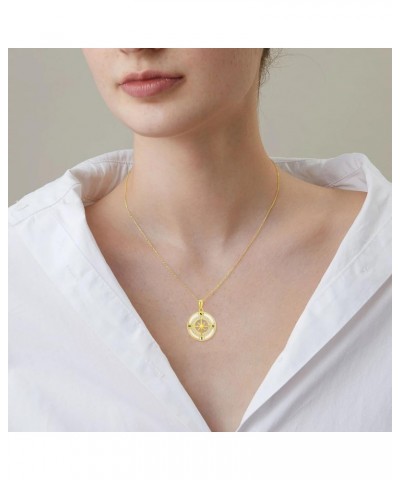 Compass Necklace for Women 14K Gold Plated Opal Compass Pendant Necklace for Women October Birthstone Compass Jewelry for Wom...