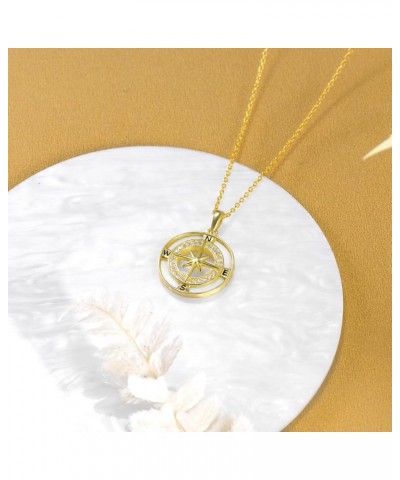 Compass Necklace for Women 14K Gold Plated Opal Compass Pendant Necklace for Women October Birthstone Compass Jewelry for Wom...