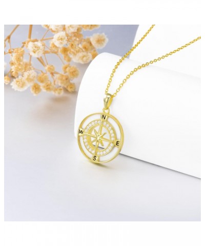 Compass Necklace for Women 14K Gold Plated Opal Compass Pendant Necklace for Women October Birthstone Compass Jewelry for Wom...