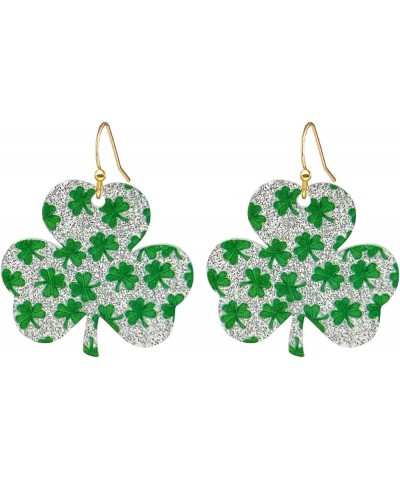 St.Patrick's Day Earrings for Women Girls,Irish Shamrock Acrylic Dangle Earrings, Green Clover Drop Earrings for Irish Festiv...