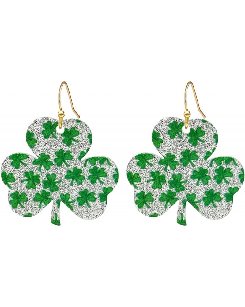 St.Patrick's Day Earrings for Women Girls,Irish Shamrock Acrylic Dangle Earrings, Green Clover Drop Earrings for Irish Festiv...