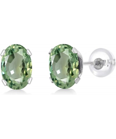 10K White Gold Purple Amethyst Stud Earrings For Women (0.90 Cttw, Gemstone February Birthstone, Oval 6X4MM) Green Sapphire, ...