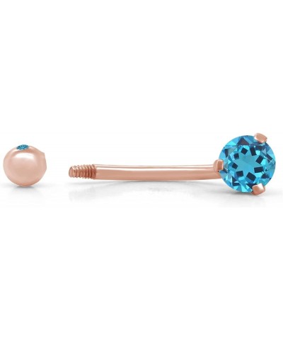 Internally Threaded Belly Button Navel Ring in 14K Gold Over Sterling Silver Rose Gold Over : Simulated Blue Topaz $16.45 Bod...