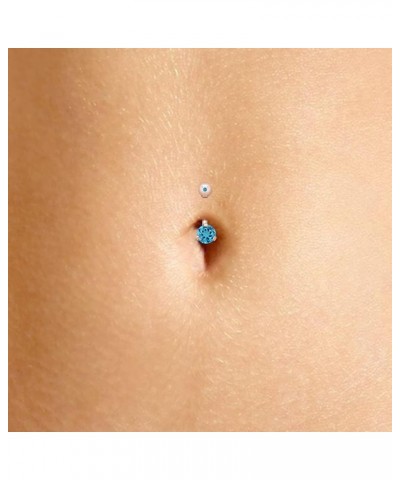 Internally Threaded Belly Button Navel Ring in 14K Gold Over Sterling Silver Rose Gold Over : Simulated Blue Topaz $16.45 Bod...