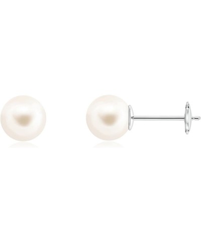 Freshwater Cultured Pearl Solitaire Stud Earrings for Women Girls in Sterling Silver/14K Solid Gold | June Birthstone Jewelry...