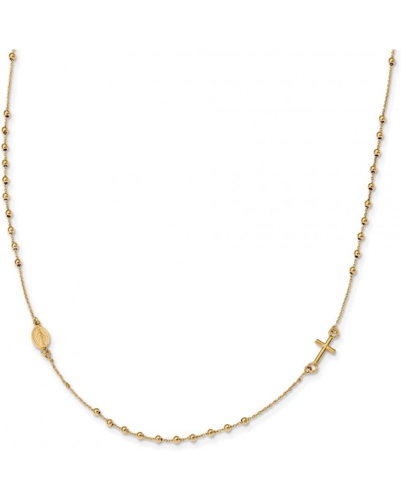 14k Yellow Gold Polished Cross Rosary 16 inch Necklace Fine Jewelry Gift for Women $118.93 Necklaces