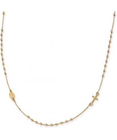 14k Yellow Gold Polished Cross Rosary 16 inch Necklace Fine Jewelry Gift for Women $118.93 Necklaces