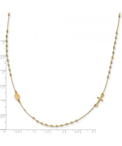 14k Yellow Gold Polished Cross Rosary 16 inch Necklace Fine Jewelry Gift for Women $118.93 Necklaces