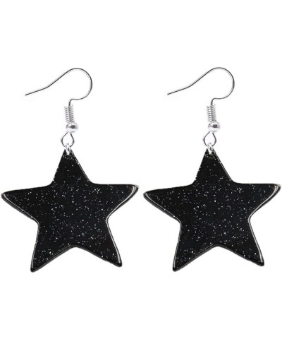 Big Black Star Dangle Drop Earrings for Women Girls, Fashion Acrylic 80s Dangle Earrings Jewelry Black Star $5.68 Earrings