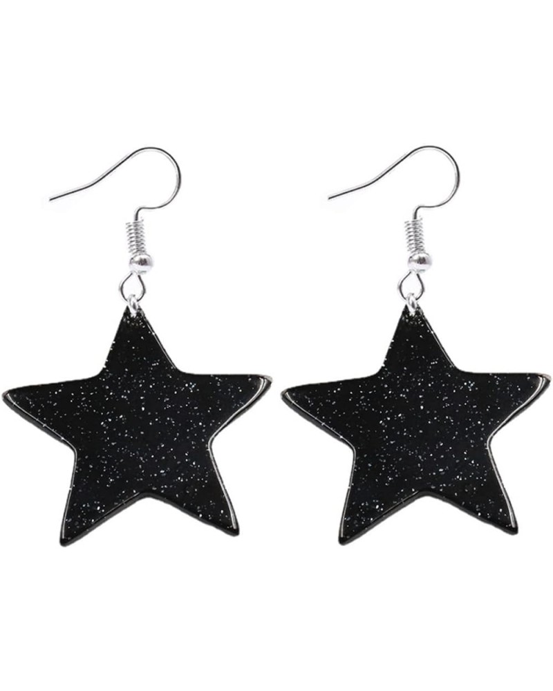 Big Black Star Dangle Drop Earrings for Women Girls, Fashion Acrylic 80s Dangle Earrings Jewelry Black Star $5.68 Earrings