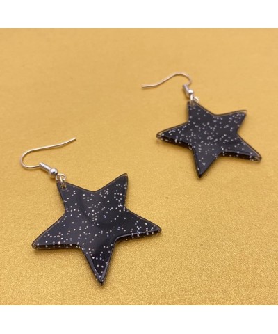 Big Black Star Dangle Drop Earrings for Women Girls, Fashion Acrylic 80s Dangle Earrings Jewelry Black Star $5.68 Earrings