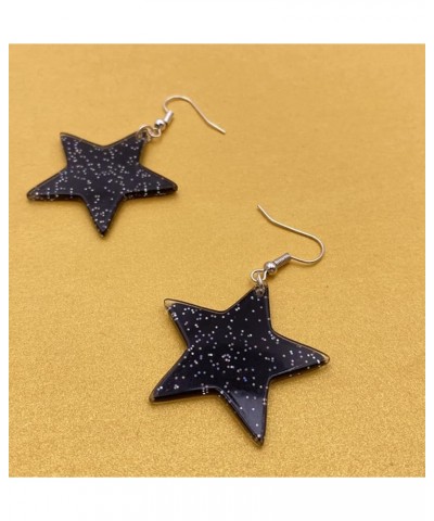 Big Black Star Dangle Drop Earrings for Women Girls, Fashion Acrylic 80s Dangle Earrings Jewelry Black Star $5.68 Earrings