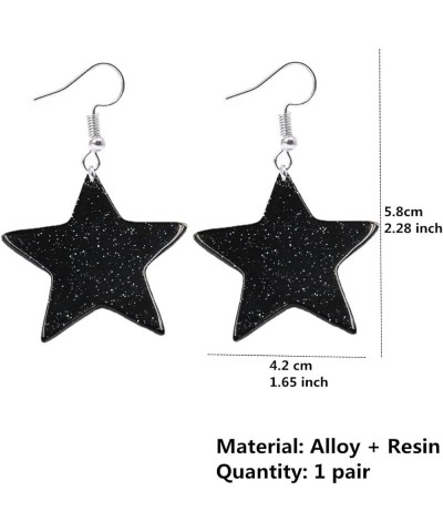 Big Black Star Dangle Drop Earrings for Women Girls, Fashion Acrylic 80s Dangle Earrings Jewelry Black Star $5.68 Earrings