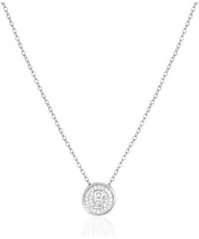 Me Plus Women Teen Girls Stainless Steel Disc Pendant Charm W/Rhinestone Gold Silver Initial 26 Letters Alphabet Necklace B -...