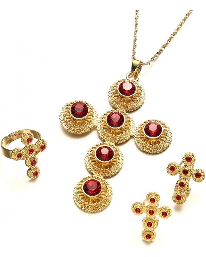 Ethiopian Jewelry Sets Pendant Necklaces Earrings Ring for Women Eritrean African Bride Gifts gold $7.02 Jewelry Sets