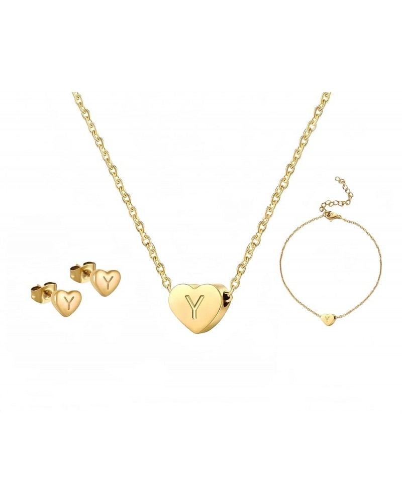 Tiny Gold Initial Heart Necklace-14K Gold Plated Handmade Dainty Gift for Women Girl Necklace Jewelry Y-13.8+2" 13.8+2 $8.54 ...