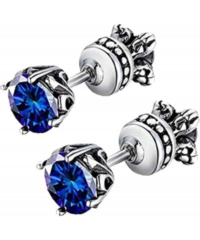 Stainless Steel Ear Stud Piercing Earrings for Men Women CZ Earrings Cubic Zirconia Screwback Earrings Blue $11.18 Earrings