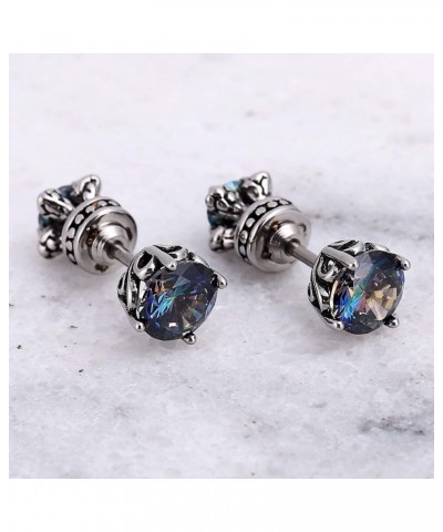 Stainless Steel Ear Stud Piercing Earrings for Men Women CZ Earrings Cubic Zirconia Screwback Earrings Blue $11.18 Earrings