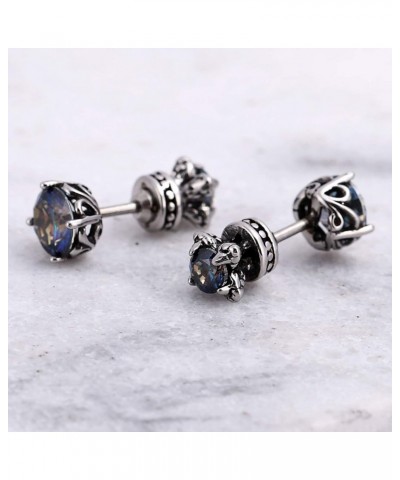 Stainless Steel Ear Stud Piercing Earrings for Men Women CZ Earrings Cubic Zirconia Screwback Earrings Blue $11.18 Earrings