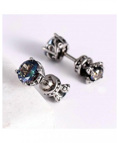 Stainless Steel Ear Stud Piercing Earrings for Men Women CZ Earrings Cubic Zirconia Screwback Earrings Blue $11.18 Earrings