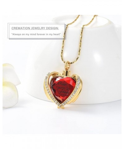 Cremation Jewelry Angel Wing Heart Urn Pendant Necklaces for Women Crystal Birthstone Urns for Human Ashes Memorial Locket Ke...