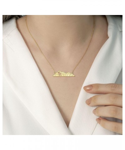 Mountain Necklace for Women Gold Silver Plated Bear Moose Animal Cutout Forest Tree Mountain Range Pendant Necklace Nature Je...