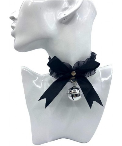 Handmade Retro Lolita Choker Black Lace Choker with Bell Bow Punk Gothic Necklace Black $7.14 Necklaces