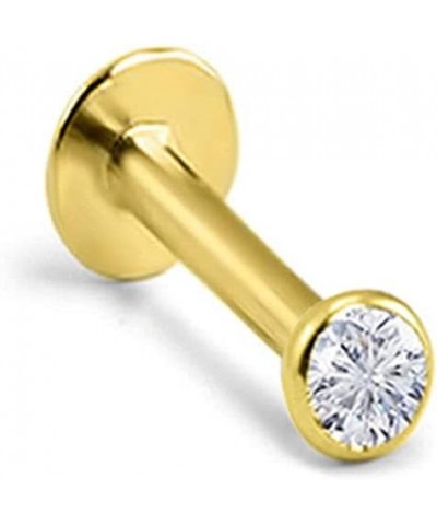 14k Solid Yellow Gold Threadless Push Pin Nose Ring Stud 1.5mm, 2mm, 2.5mm or 3mm Bezel CZ 18G, 16G 1.5mm CZ-18G-3/8" Post $2...