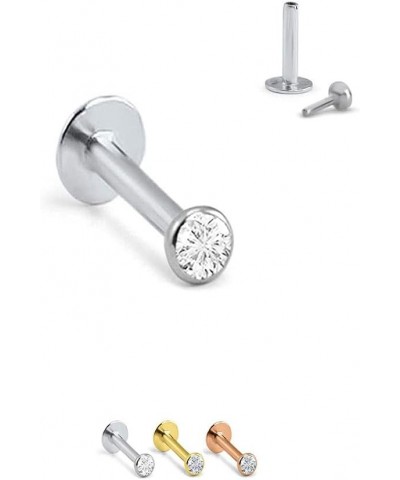 14k Solid Yellow Gold Threadless Push Pin Nose Ring Stud 1.5mm, 2mm, 2.5mm or 3mm Bezel CZ 18G, 16G 1.5mm CZ-18G-3/8" Post $2...