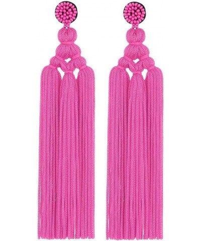 Long Woven Tassel Earrings – Big Boho Statement Tassel Layer Dangle Earrings for Women, Large Bohemian Thread Fringe Layered ...