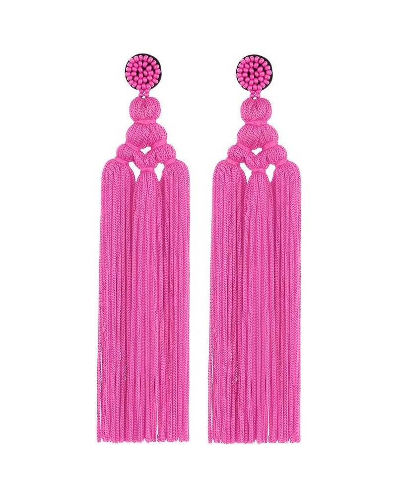 Long Woven Tassel Earrings – Big Boho Statement Tassel Layer Dangle Earrings for Women, Large Bohemian Thread Fringe Layered ...