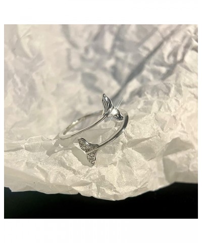 Couple Mermaid Ring 925 Sterling Silver Cubic Zirconia Open Statement Rings Wrap Finger Band Engagement Promise Stacking Ring...