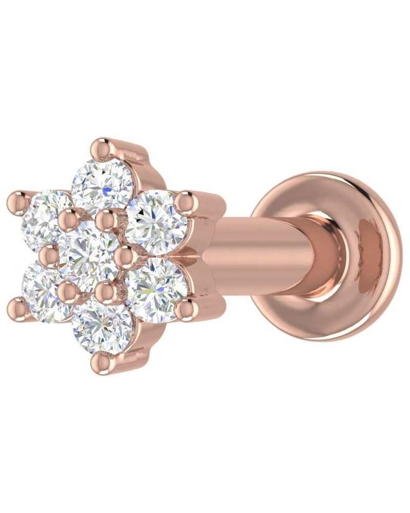 0.04 Carat 7-Stones Cluster Diamond Nose Pin Stud in 14K Gold Rose Gold $41.40 Body Jewelry