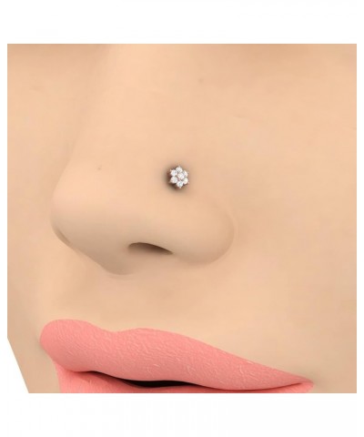 0.04 Carat 7-Stones Cluster Diamond Nose Pin Stud in 14K Gold Rose Gold $41.40 Body Jewelry