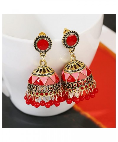 Vintage Indian Earrings for Women Boho Gold Plated Multicolor Bell Faux Pearl Tassel Dangle Drop Gypsy Bollywood Statement Ea...