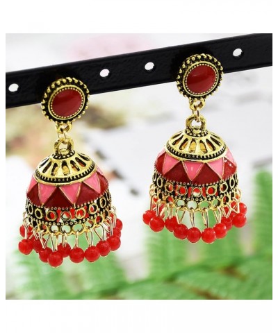 Vintage Indian Earrings for Women Boho Gold Plated Multicolor Bell Faux Pearl Tassel Dangle Drop Gypsy Bollywood Statement Ea...