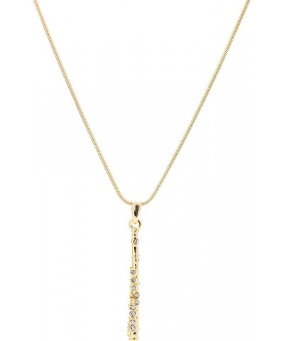 Rhinestone Fluent Flute Woodwind Necklace Gold $9.17 Necklaces