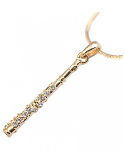 Rhinestone Fluent Flute Woodwind Necklace Gold $9.17 Necklaces