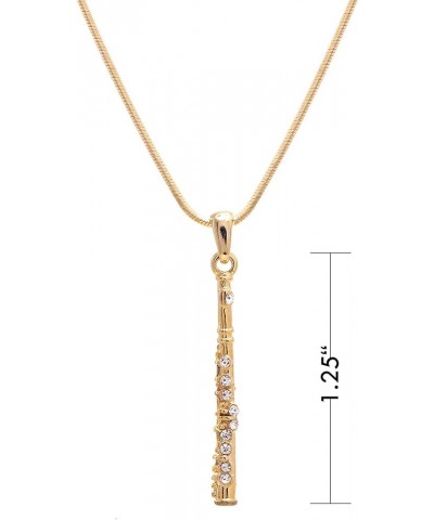 Rhinestone Fluent Flute Woodwind Necklace Gold $9.17 Necklaces