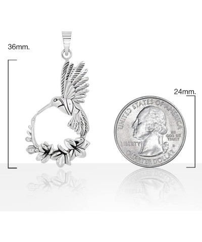 925 Sterling Silver Hummingbird Flower Pendant Necklace 18" for Women, Teen $17.69 Necklaces